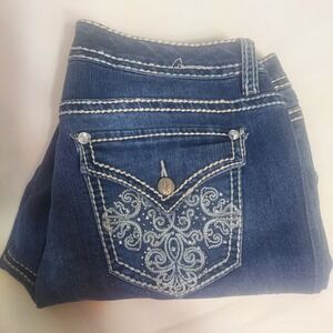 Nine West Jeans Womens Embellished Pockets Bootcut Dark Wash‎ Denim